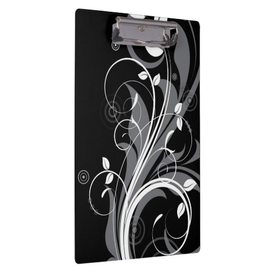 Gray Floral Pattern op Black Klembord (Rechts)
