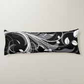 Gray Floral Pattern op Black Lichaamskussen (Achterkant)