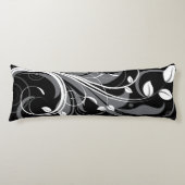 Gray Floral Pattern op Black Lichaamskussen (Voorkant)