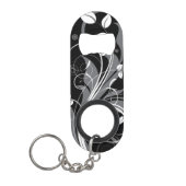 Gray Floral Pattern op Black Mini Flessenopener (Voorkant)