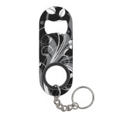 Gray Floral Pattern op Black Mini Flessenopener (Achterkant)