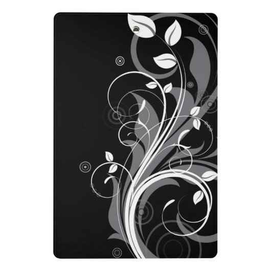 Gray Floral Pattern op Black Mini Klembord (Achterkant)