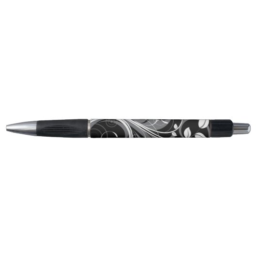 Gray Floral Pattern op Black Pen (Voorkant)