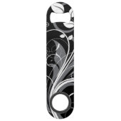 Gray Floral Pattern op Black Speed Flessenopener (Achterkant)