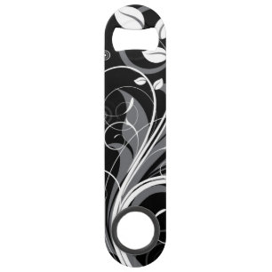 Gray Floral Pattern op Black Speed Flessenopener