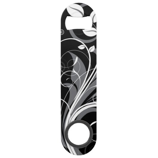 Gray Floral Pattern op Black Speed Flessenopener (Voorkant)