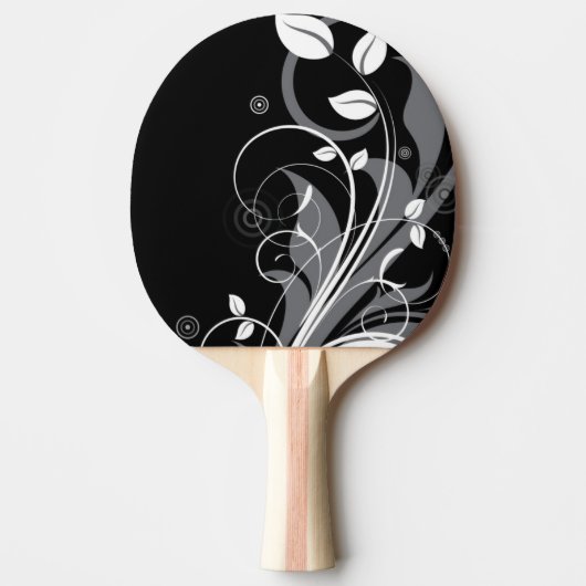 Gray Floral Pattern op Black Tafeltennisbatje (Voorkant)