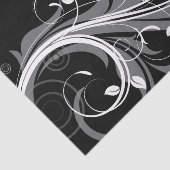 Gray Floral Pattern op Black Tissuepapier (Detail)