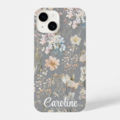 Gray Floral Personalized  iPhone Hoesje (Achterkant)