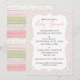 Gray Floral Pink & Sage Rustin Country Baby shower Kaart