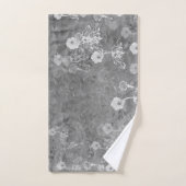 Gray Floral Print Bathroom-handdoeken Bad Handdoek (Handdoek)