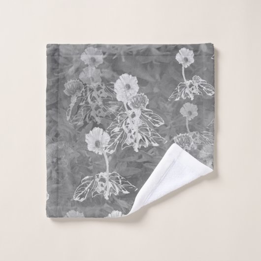 Gray Floral Print Bathroom-handdoeken Bad Handdoek (Wasdoekje)