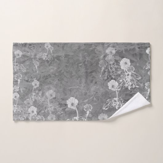Gray Floral Print Bathroom-handdoeken Bad Handdoek (Handdoek)