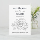 Gray Floral Save the Date Kaart (Staand voorkant)