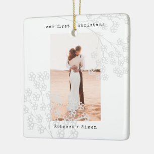 Gray Floral-schrijfmachine   Foto van Merry en Mar Keramisch Ornament
