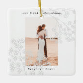 Gray Floral-schrijfmachine | Foto van Merry en Mar Keramisch Ornament (Voorkant)