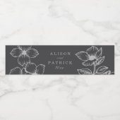 Gray Floral Waterfles Etiket (Enkel label)