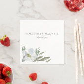 Gray Floral Waterverf Sjabloon Napkins Servet (Insitu)