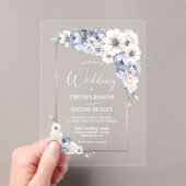 Gray Floral Wedding Acryl Uitnodigingen (Insitu (Draagbaar))