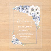 Gray Floral Wedding Acryl Uitnodigingen (Voorkant)