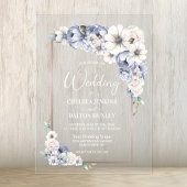 Gray Floral Wedding Acryl Uitnodigingen
