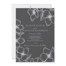 Gray Floral Wedding Invitations