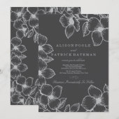 Gray Floral Wedding Invitations Kaart (Voorkant / Achterkant)