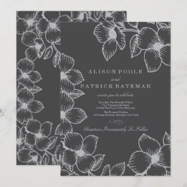 Gray Floral Wedding Invitations Kaart
