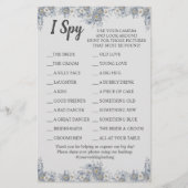 Gray Floral Wedding Reception I Spy Game Kaart (Voorkant)