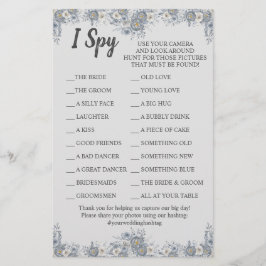 Gray Floral Wedding Reception I Spy Game Kaart