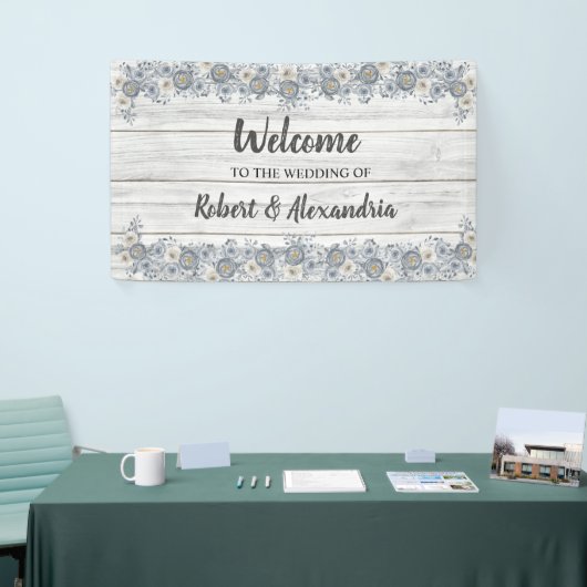 Gray Floral | Welkom bruiloft Spandoek (Beurs)
