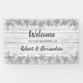 Gray Floral | Welkom bruiloft Spandoek (Horizontaal)