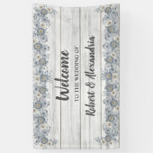 Gray Floral | Welkom bruiloft Spandoek (Verticaal)