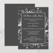 Gray Flourish repesal Dinner Invitation Kaart (Voorkant / Achterkant)
