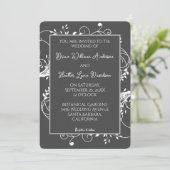 Gray Flourish Wedding Invitation Kaart (Staand voorkant)