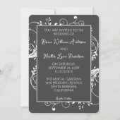 Gray Flourish Wedding Invitation Kaart (Voorkant)