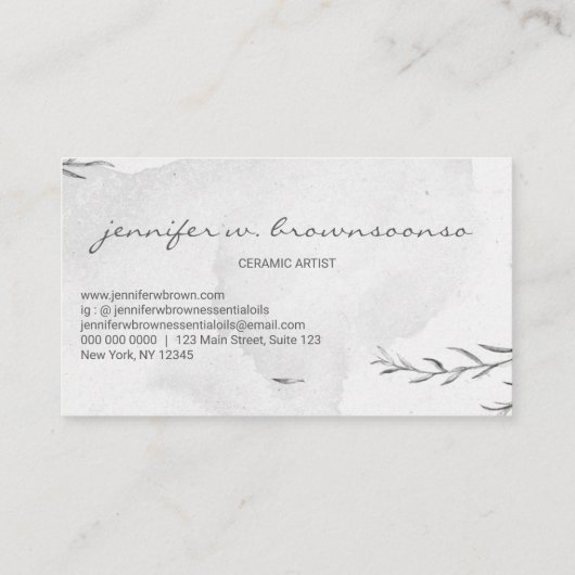 Gray Flower Pottery Ceramic Artist Tool sculpture Visitekaartje (Achterkant)