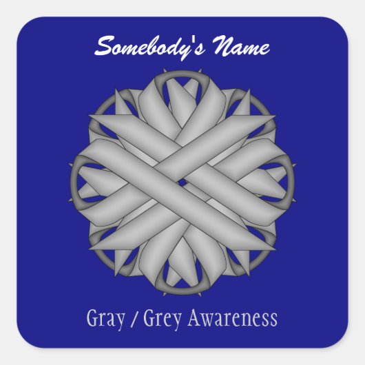 Gray Flower Ribbon door Kenneth Yoncich Vierkante Sticker (Voorkant)