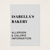 Gray Food Allergy Calorie Information QR Code Kaar Visitekaartje (Voorkant)