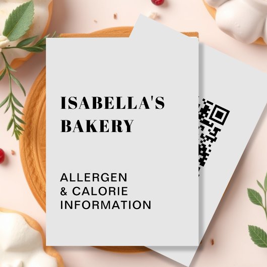 Gray Food Allergy Calorie Information QR Code Kaar Visitekaartje