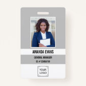 Gray | Foto Medewerker Logo of QR CODE Beveiliging Badge (Voorkant)