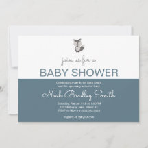Gray Fox - Baby shower 7x5 (horizontaal) Uitnodigi