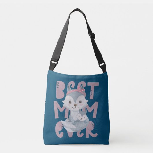 Gray Fox Mam en Cub - Beste Mam ooit Crossbody Tas (Voorkant)