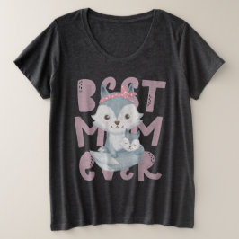 Gray Fox Mam en Cub - Beste Mam ooit Grote Maat T-shirt