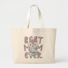 Gray Fox Mam en Cub - Beste Mam ooit Grote Tote Bag