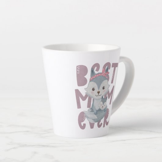 Gray Fox Mam en Cub - Beste Mam ooit Latte Mok (Rechterhoek)