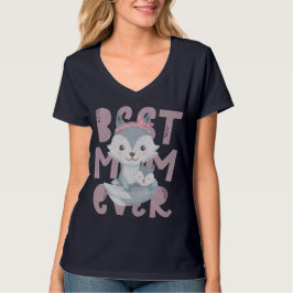 Gray Fox Mam en Cub - Beste Mam ooit T-Shirt