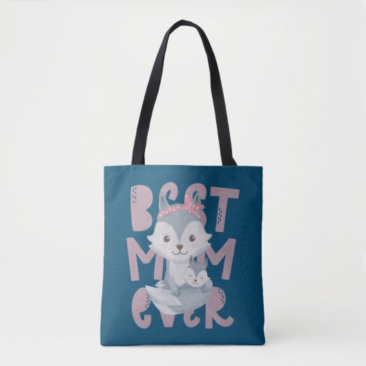Gray Fox Mam en Cub - Beste Mam ooit Tote Bag (Voorkant)