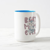 Gray Fox Mam en Cub - Beste Mam ooit Tweekleurige Koffiemok (Voorkant rechts)