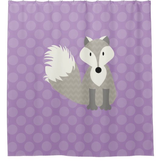 Gray Fox op Lavender Polka Dots Douchegordijn (Voorkant)